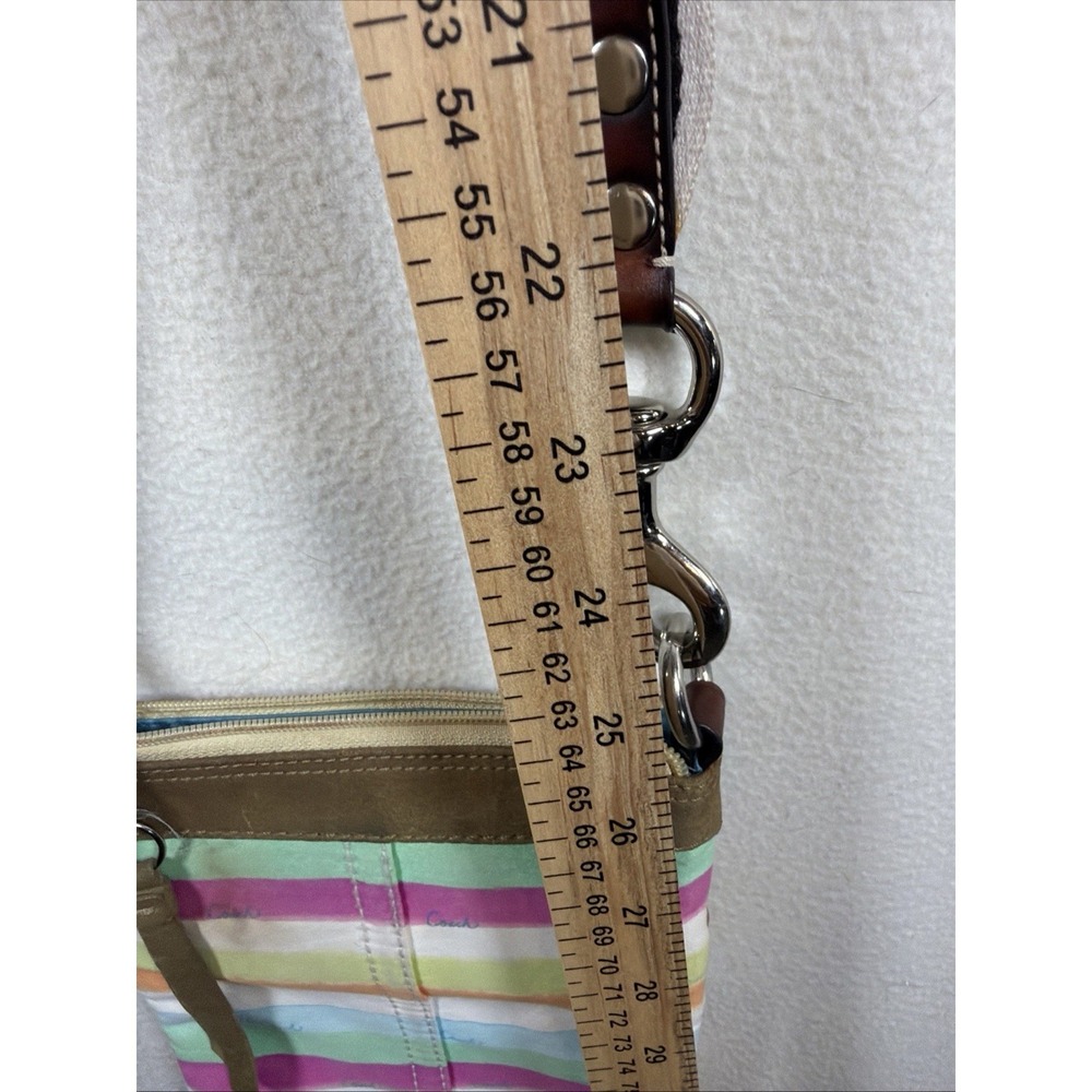 Coach Hampton Watercolor Striped Crossbody Bag Multicolor Canvas Suede F10718 - Picture 7 of 12